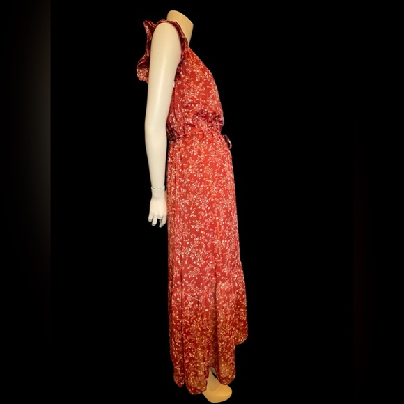 Ann Taylor Womens 8 Shimmer Floral Flutter Cottage Boho Midi Dress - Picture 15 of 15